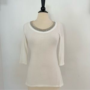 Embellished going out quarter sleeve top
